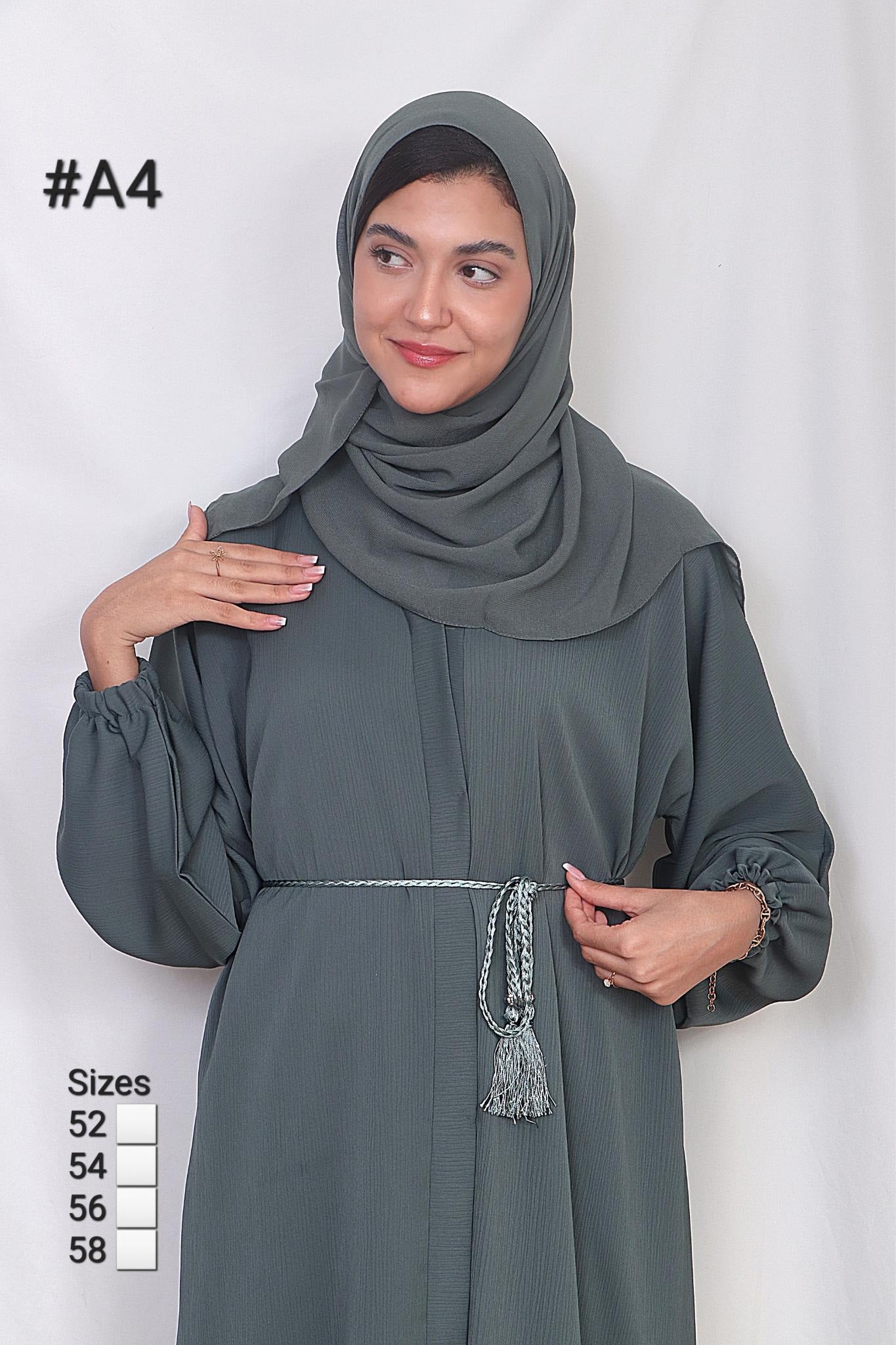 Muslim Fashion Mid Grey Abaya A4